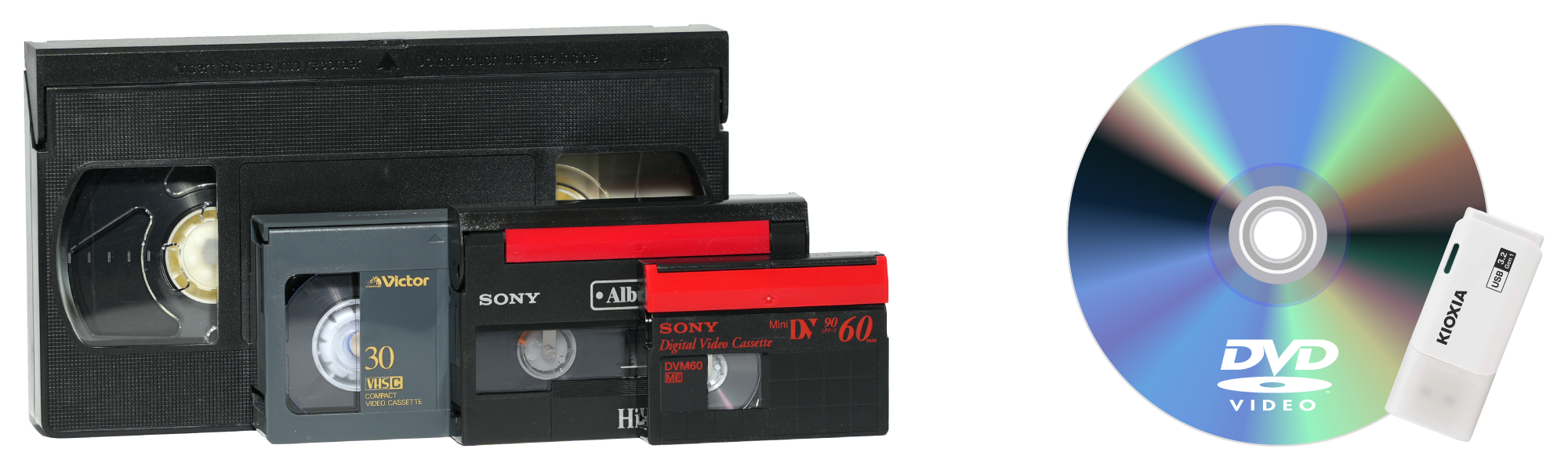 ビデオテープをDVDと動画ファイルにダビングイメージ