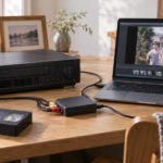ビデオテープの映像をパソコンへ取り込む作業のイメージ
